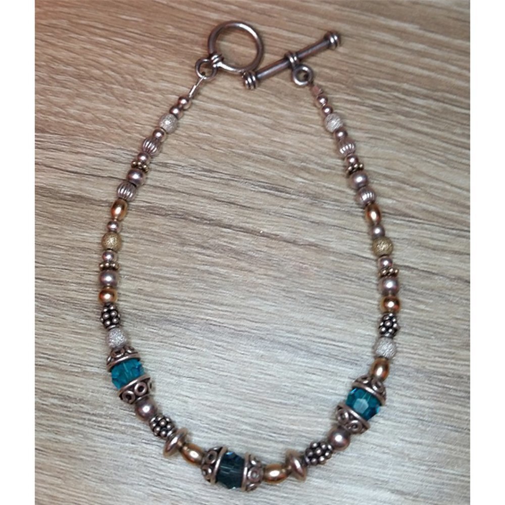 ๐
บArtisan crafted sterling silver 925 beaded bracelet boho-fine jewelry-layering